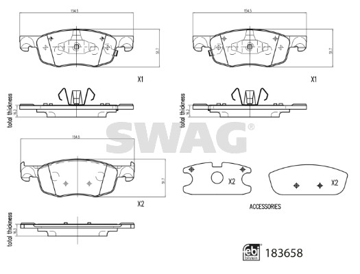 Brake Pad Set, disc brake - 33 10 9110 SWAG